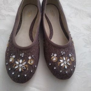 Talbots sequins rhinestones flats herringbone Bejeweled Embellished